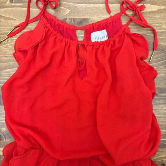 Moon River Vibrant Red Ruffle Maxi Dress - Picture 3 of 4